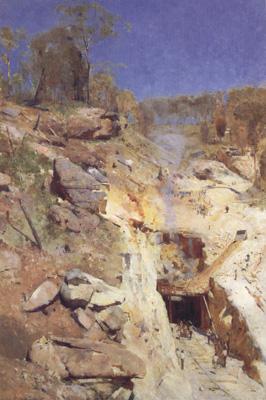Arthur streeton Fire's on (lapstone tunnel) oil painting image